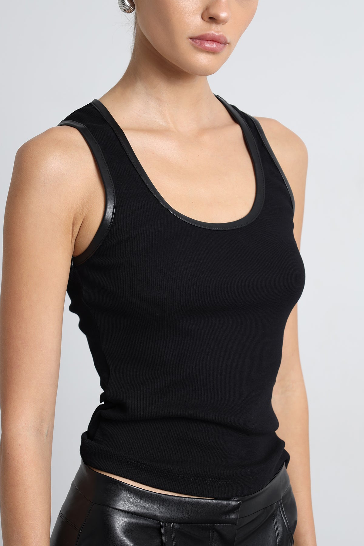 Ardene Leather Detailed Tank Top
