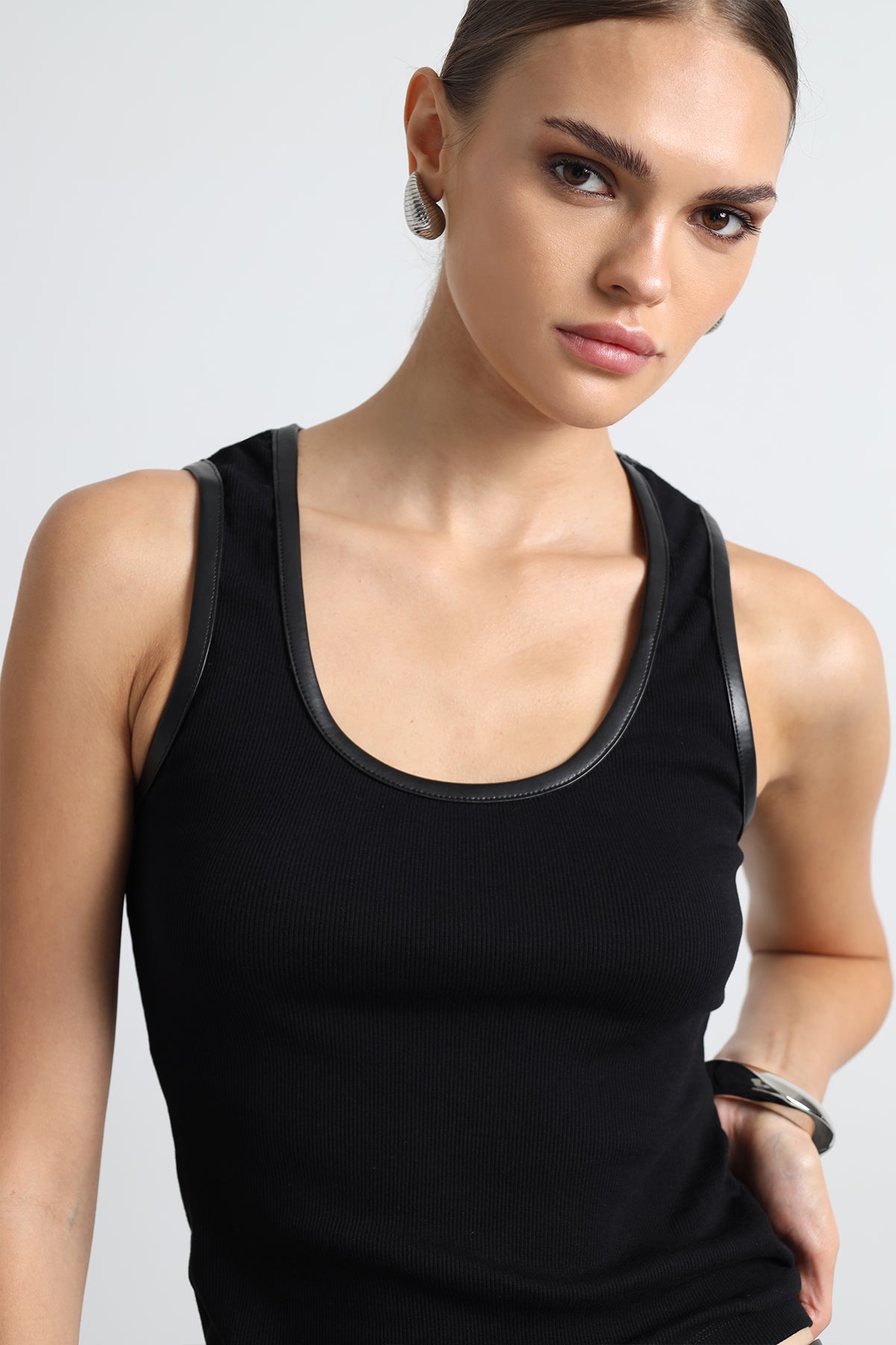 Ardene Leather Detailed Tank Top