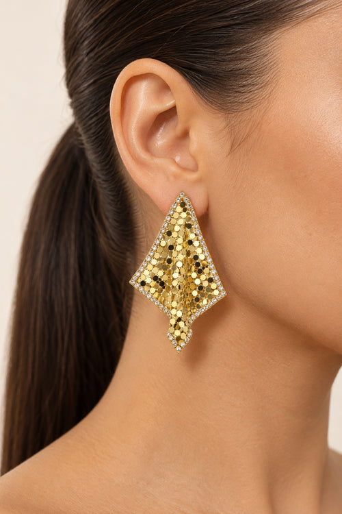 Aurelia Gold-Tone Crystal and Sequin Drop Evening Earrings