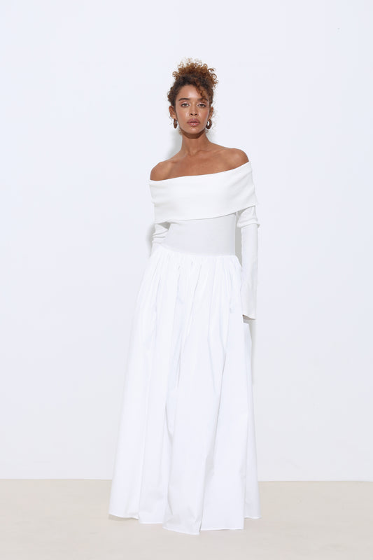 Aurena Long Sleeve Maxi White Dress