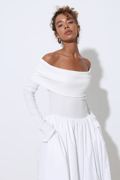 Aurena Long Sleeve Maxi White Dress