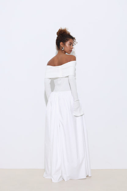 Aurena Long Sleeve Maxi White Dress