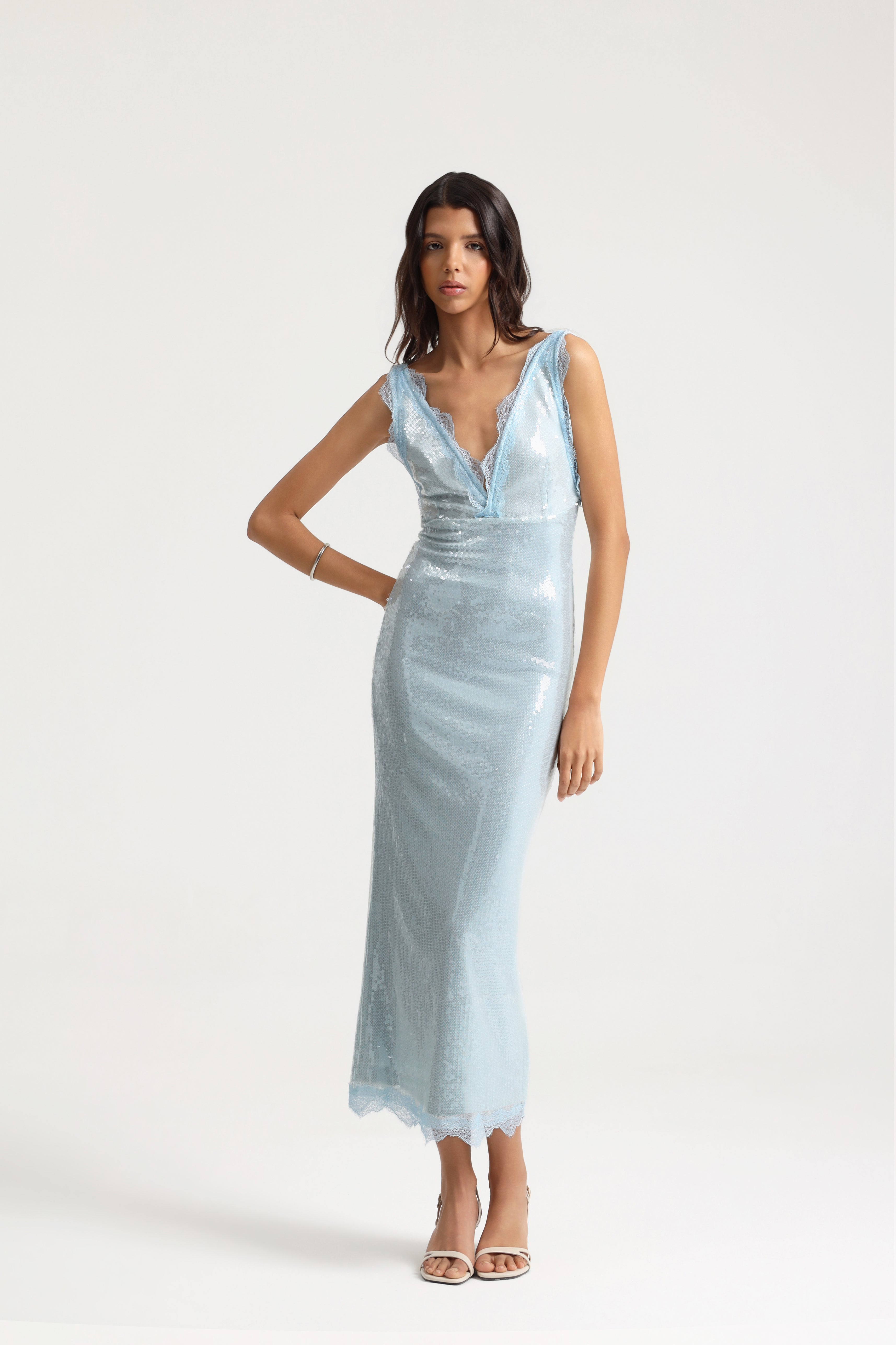 Brina Sequined Lace Detailed Dress