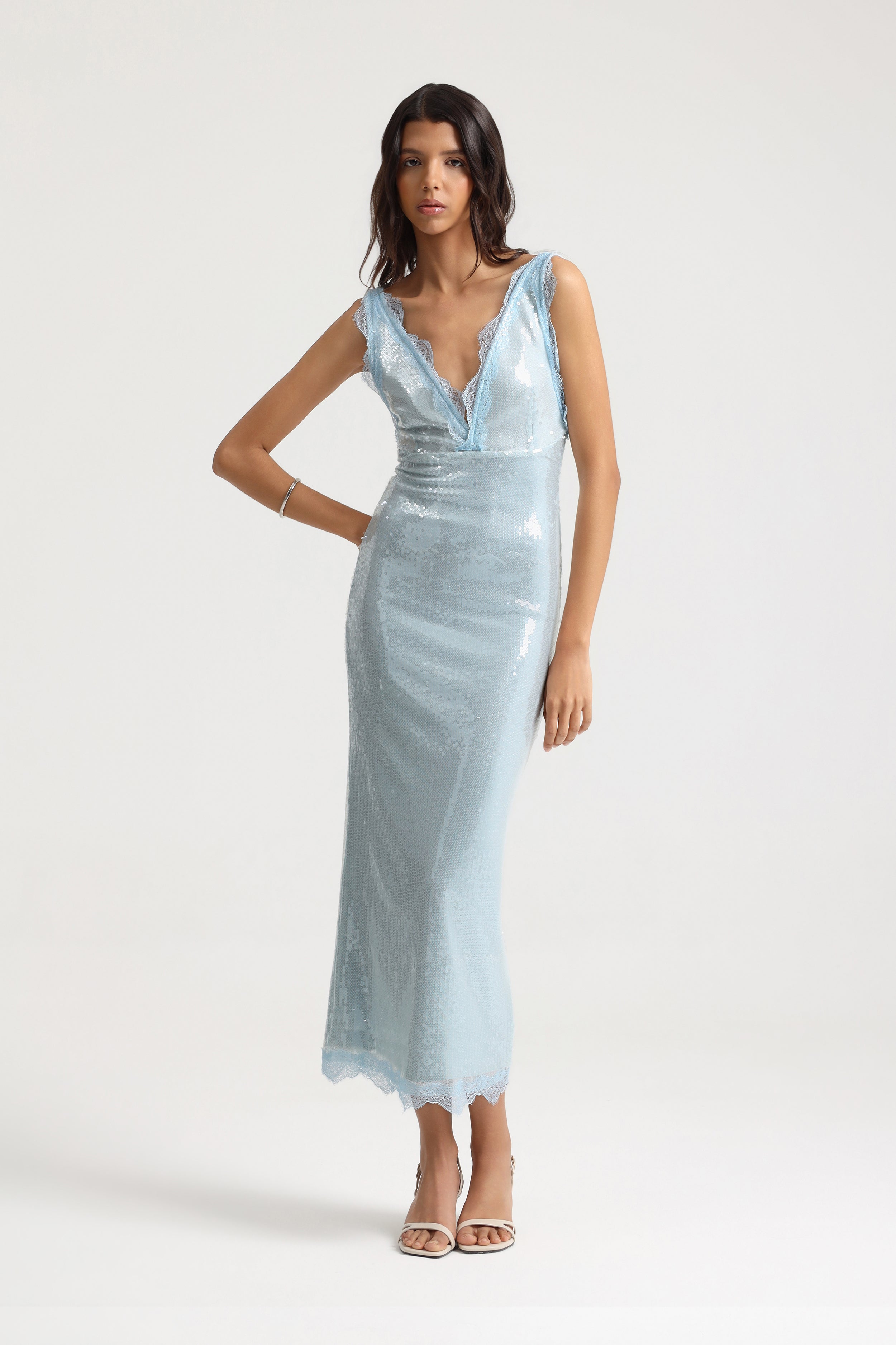Brina Sequined Lace Detailed Dress