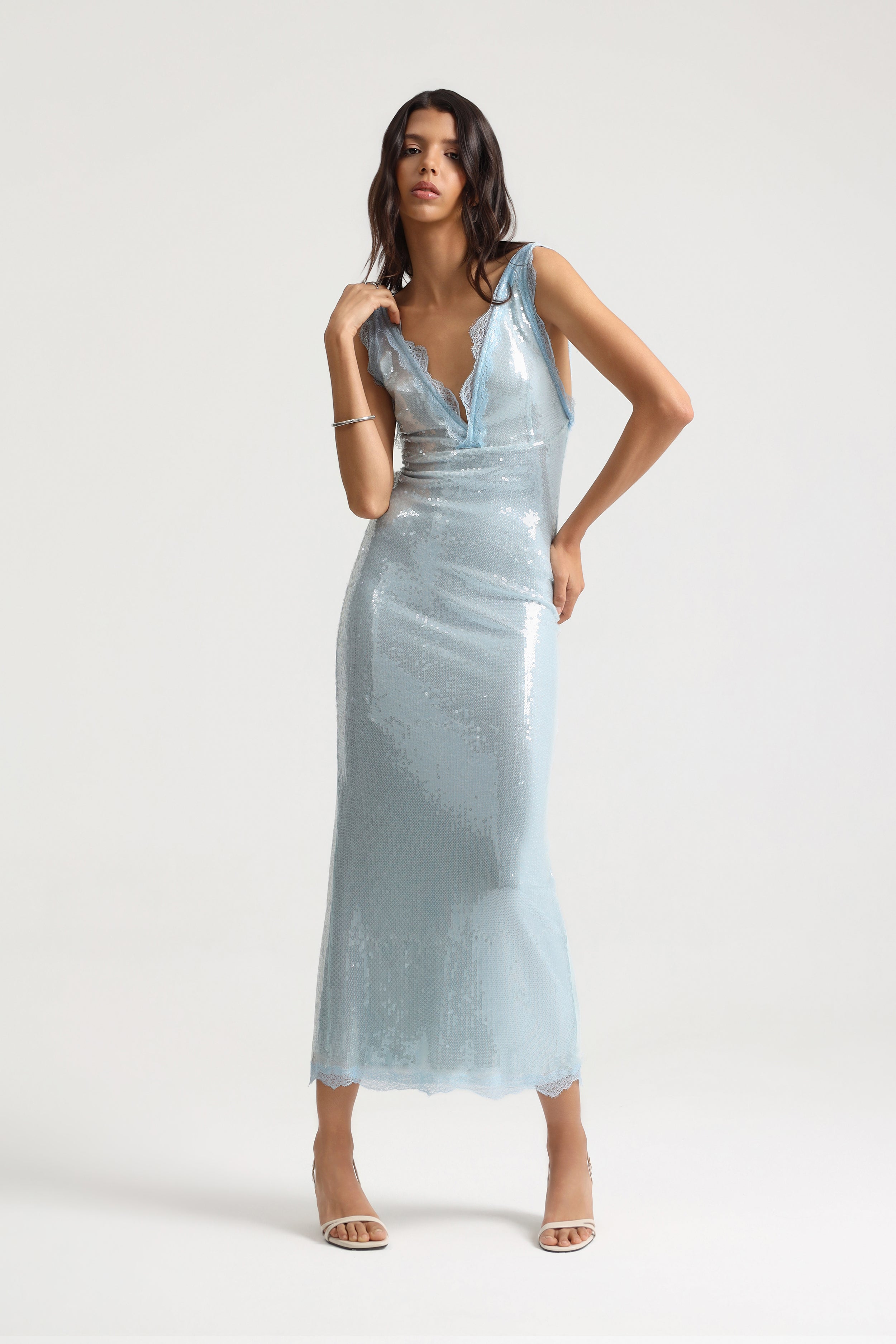 Brina Sequined Lace Detailed Dress