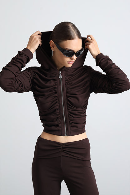 Bruno Kahverengi Büzgülü Sweatshirt