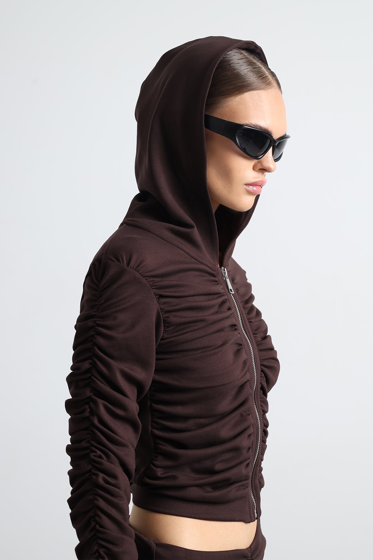 Bruno Brown Gathered Hoodie