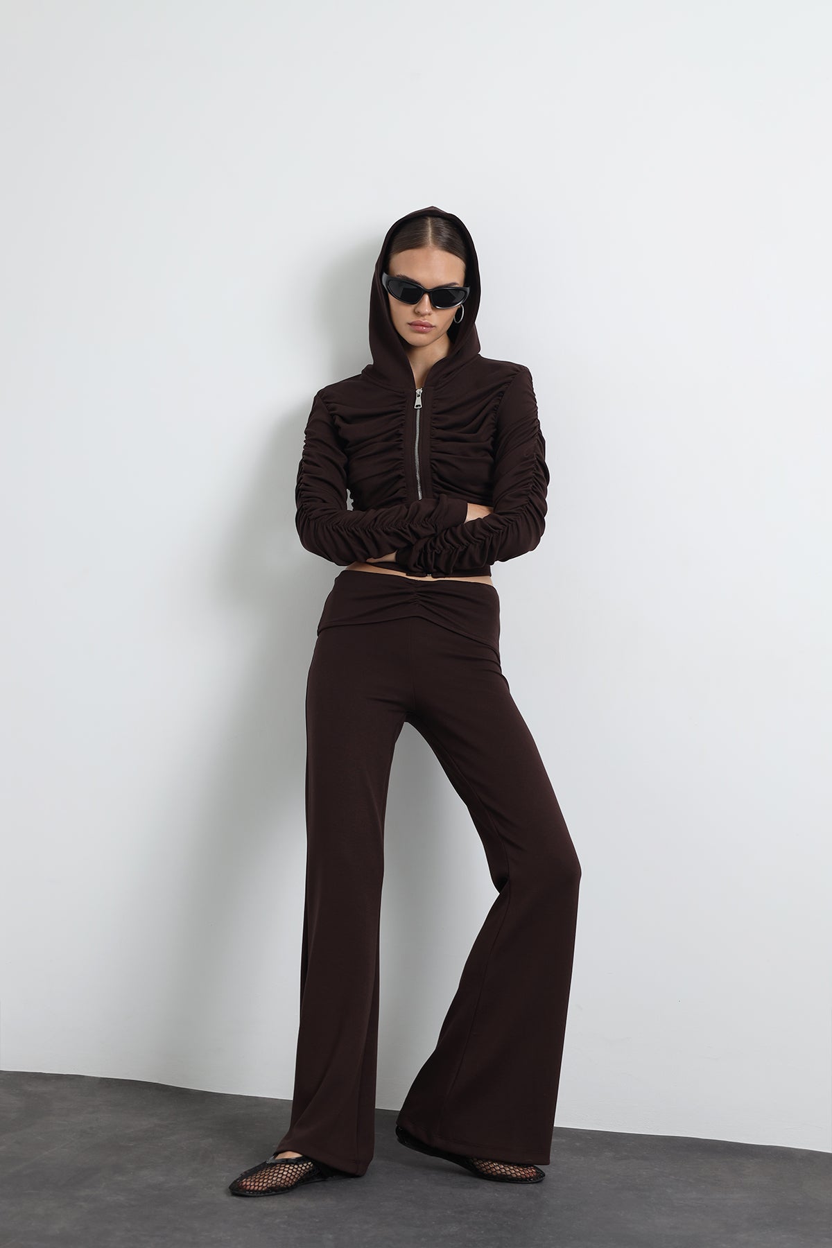 Bruno Kahverengi Büzgülü Sweatshirt