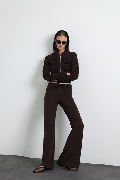 Bruno Kahverengi Büzgülü Sweatshirt