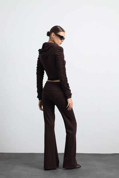 Bruno Kahverengi Büzgülü Sweatshirt