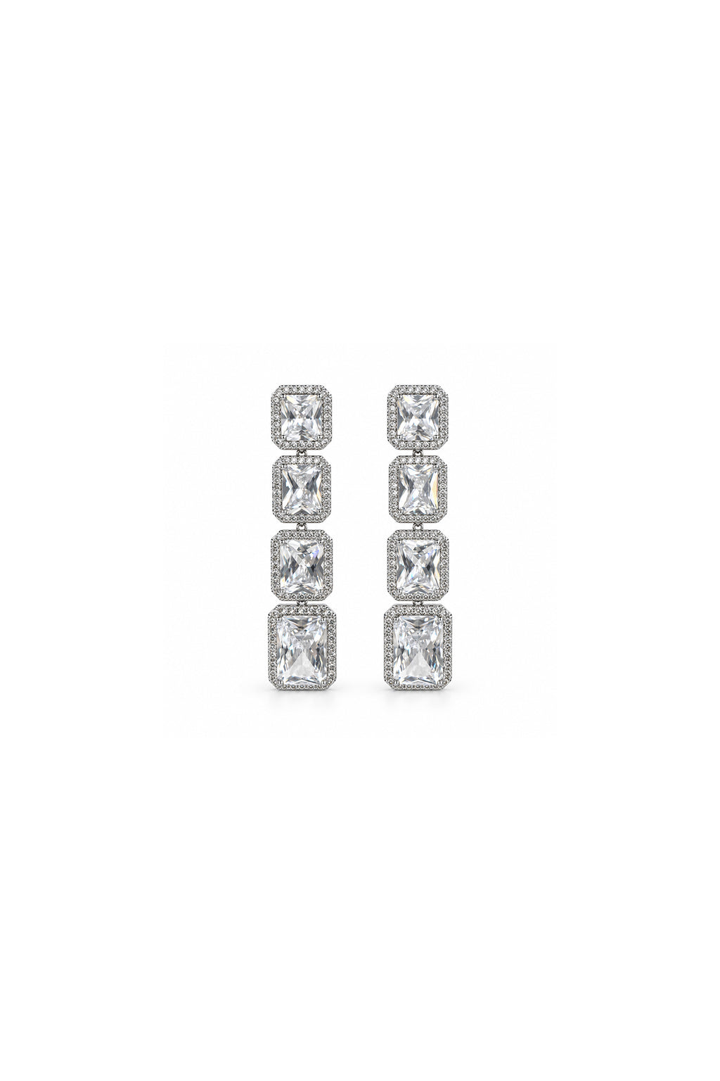 Celestia Silver Crystal Evening Earrings