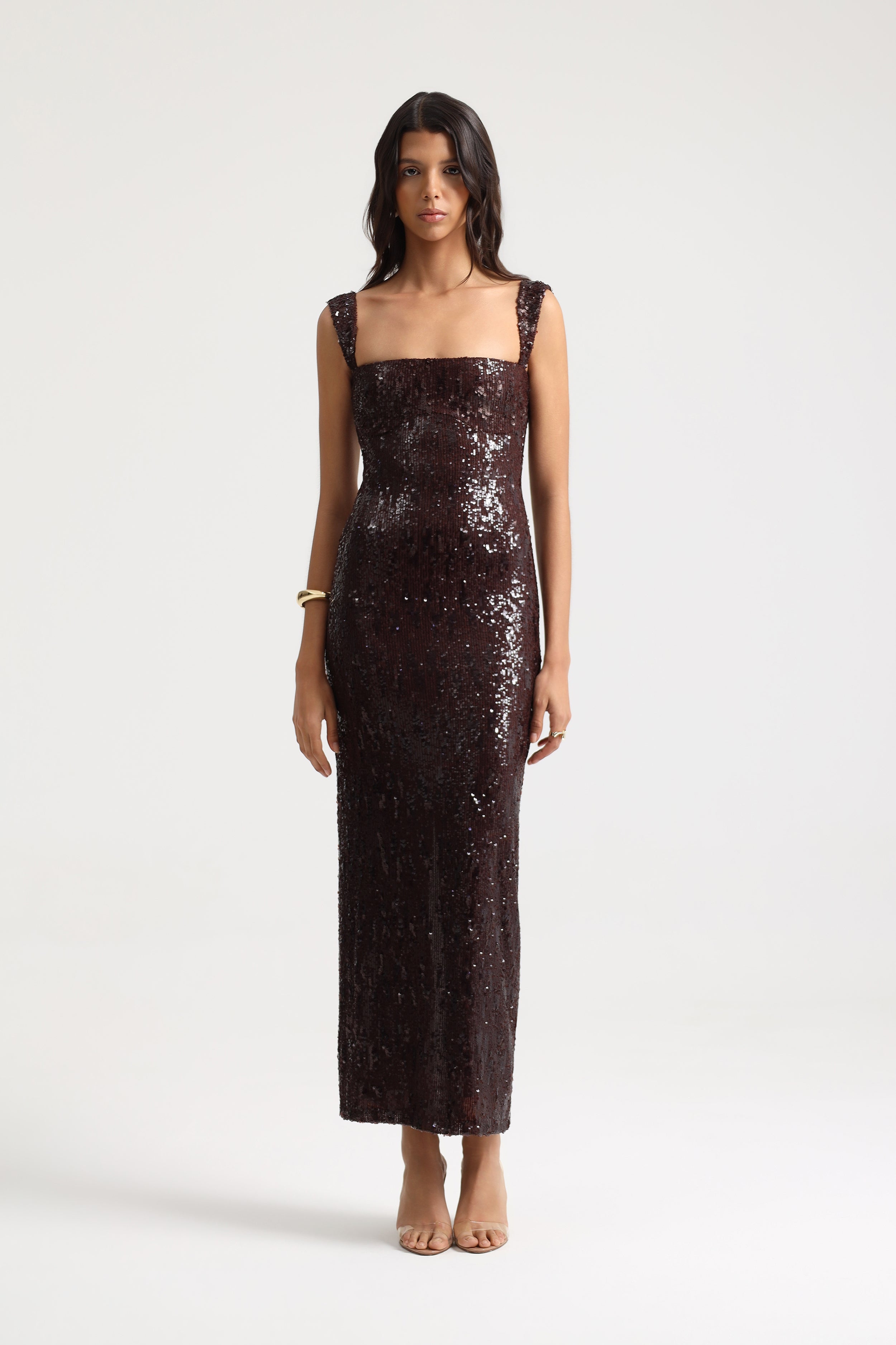Celina Sequined Brown Dress