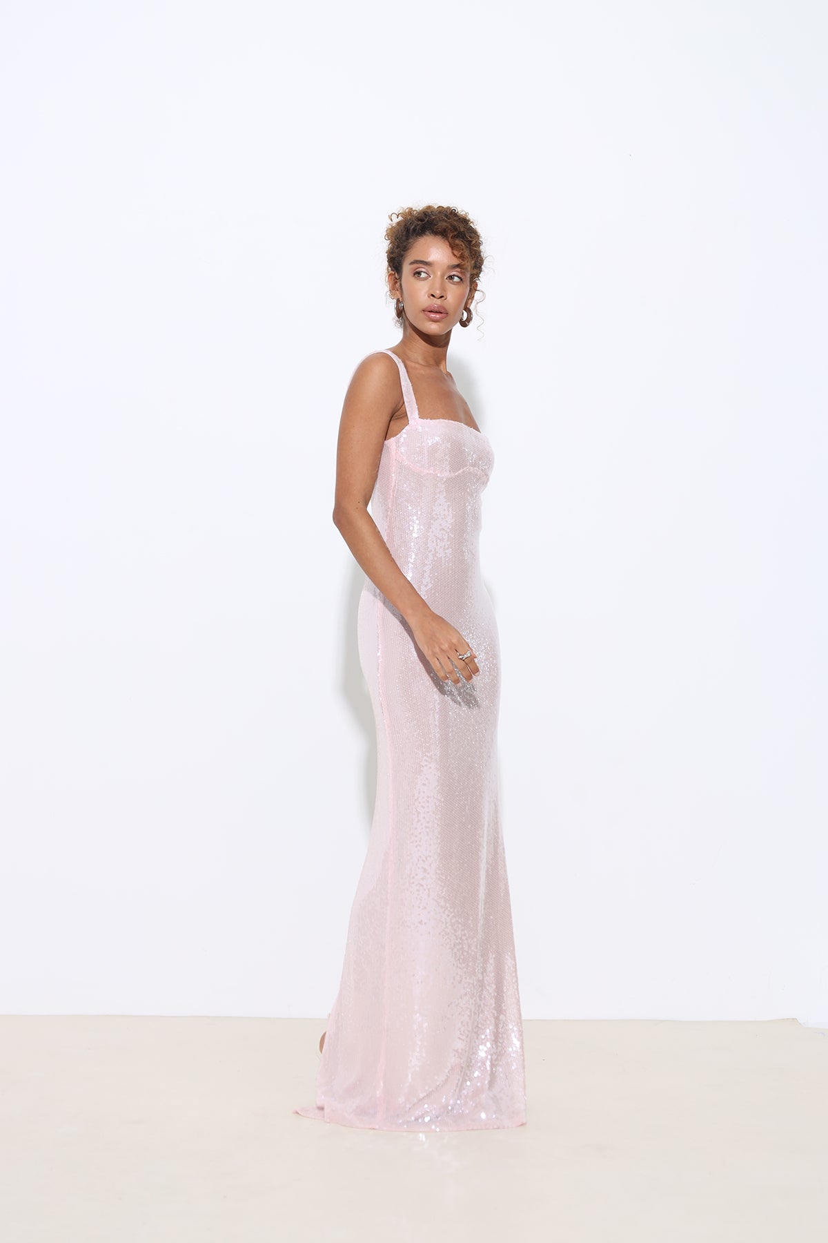 Celina Pink Sequined Maxi Dress