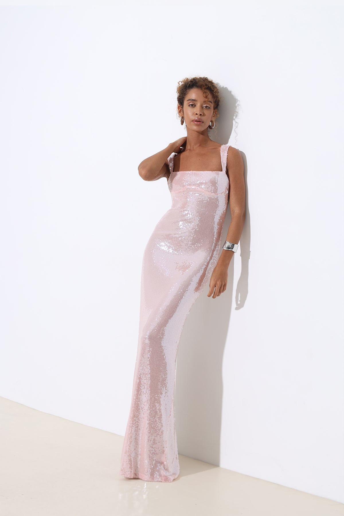 Celina Pink Sequined Maxi Dress