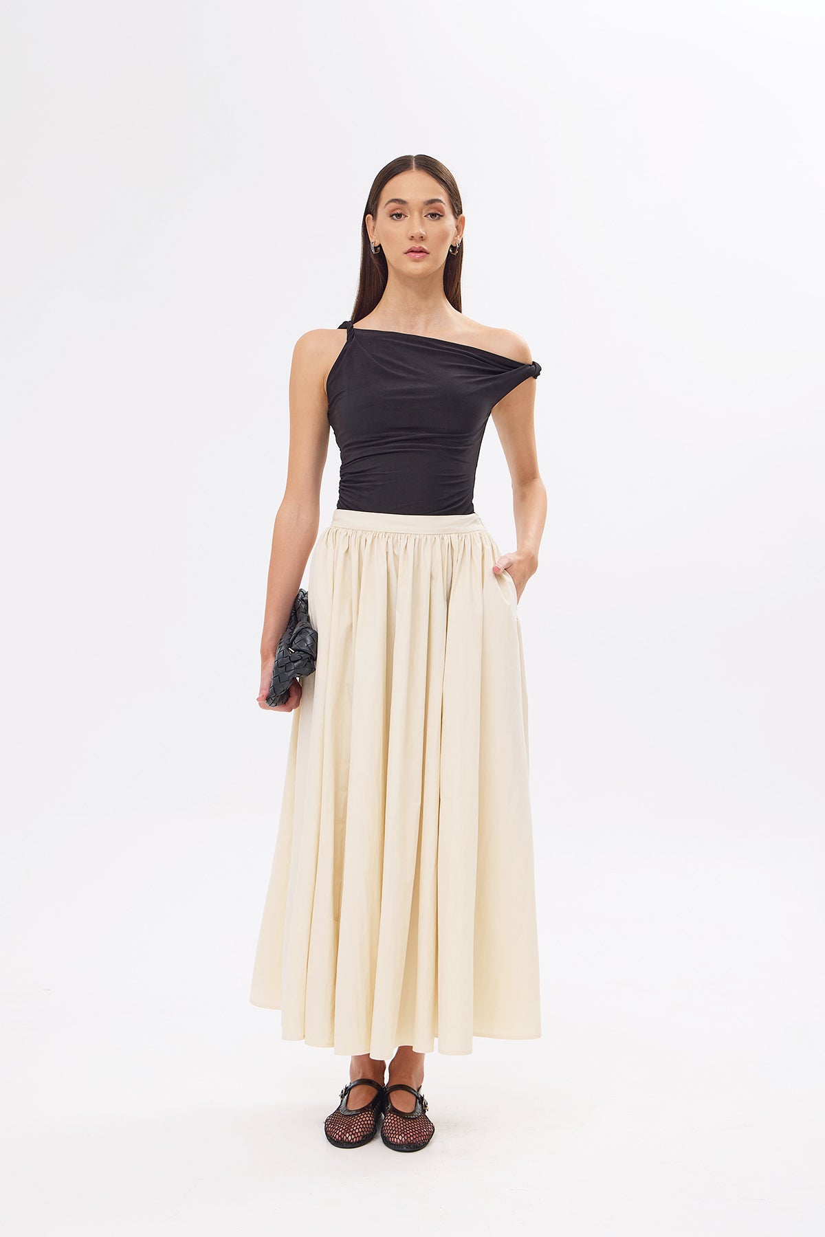 Charlotte Beige Flared Skirt