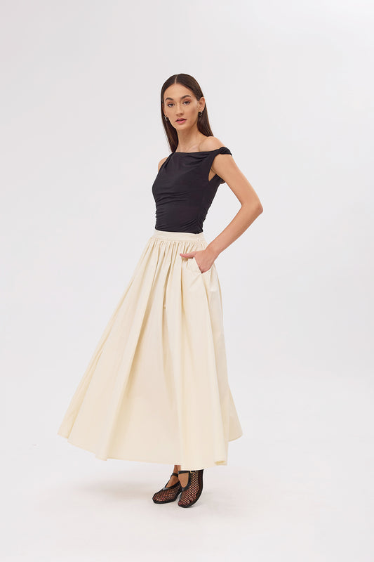 Charlotte Beige Flared Skirt