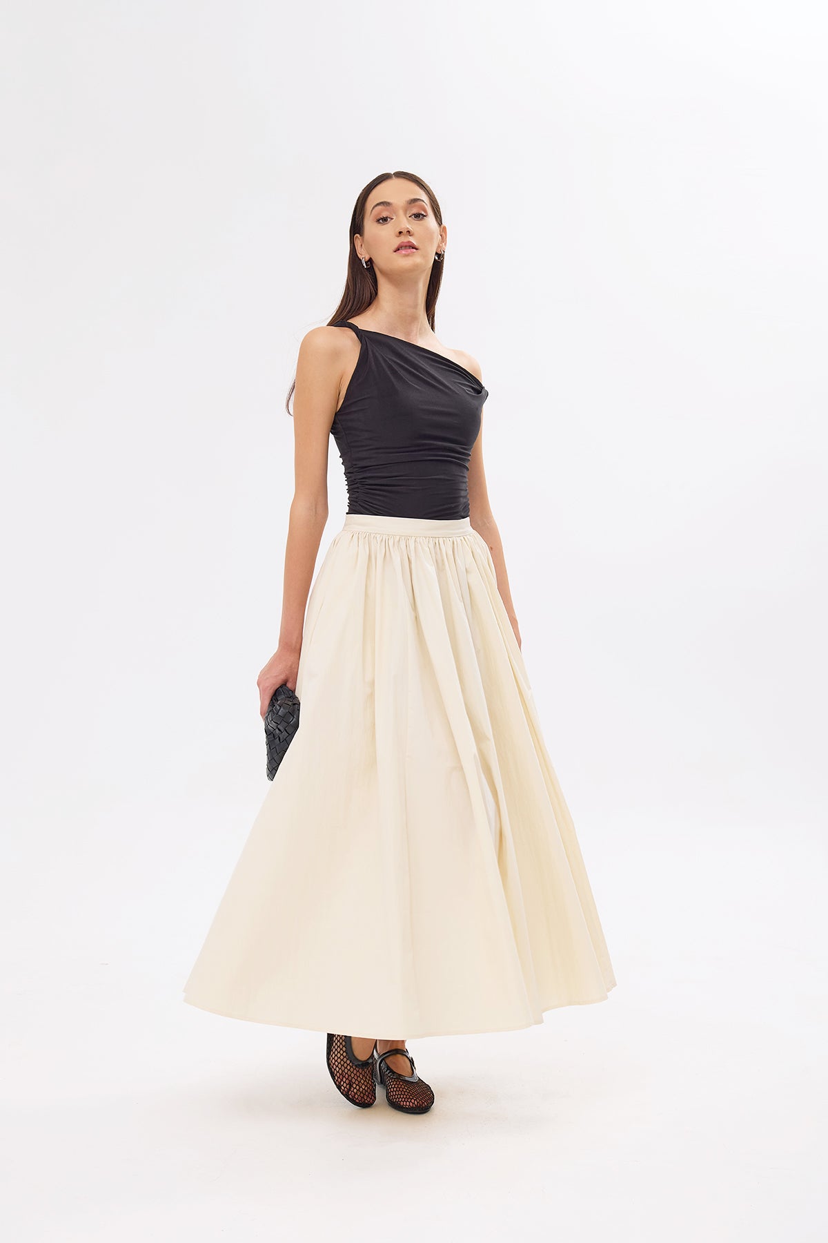 Charlotte Beige Flared Skirt