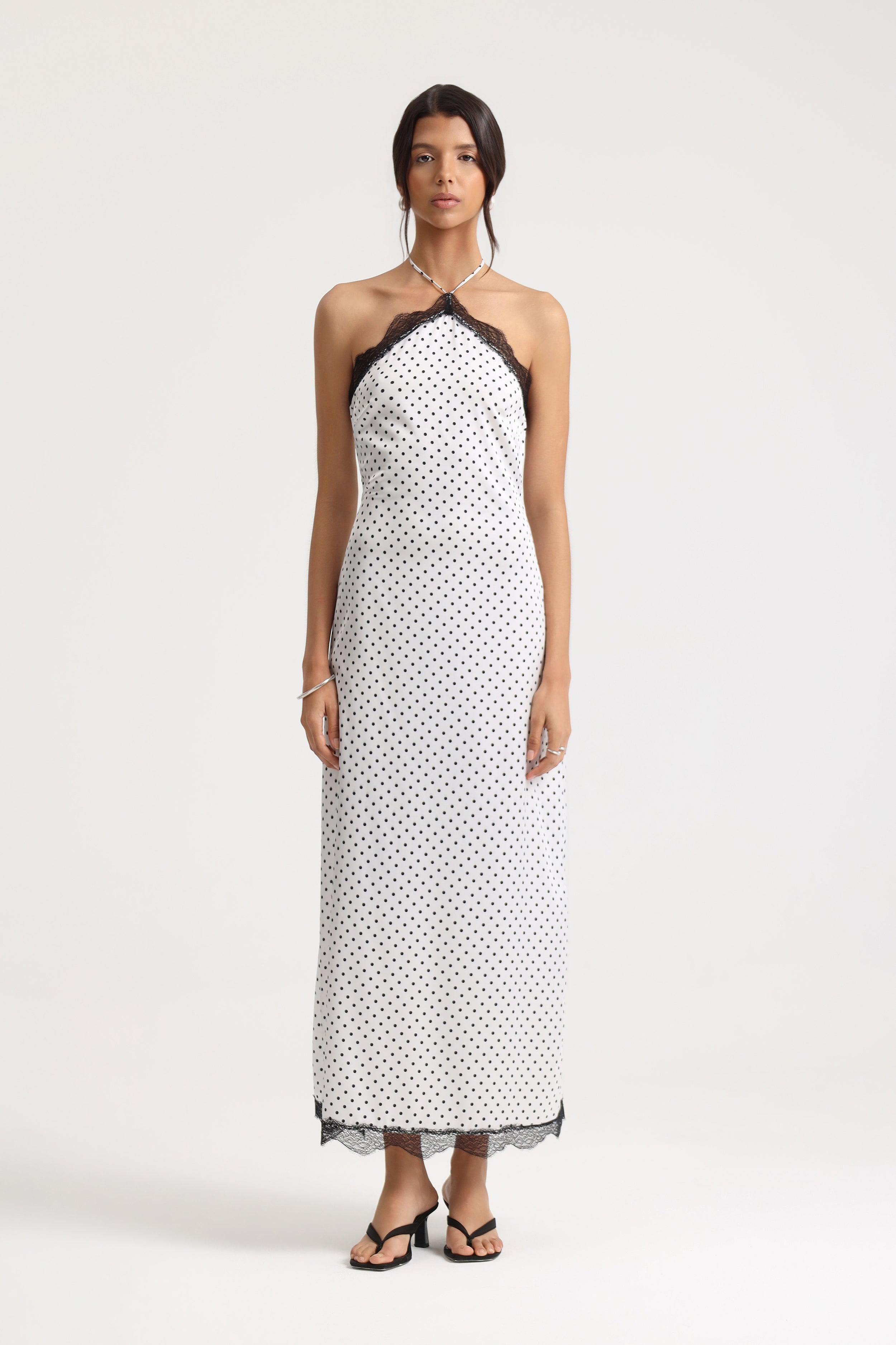 Colette Lace Trim Polka Dot Dress
