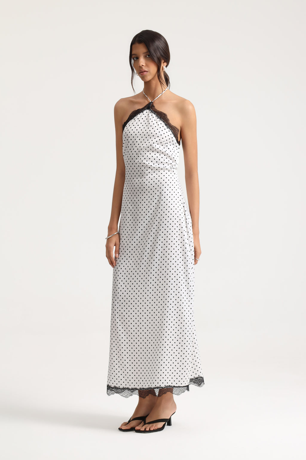 Colette Lace Trim Polka Dot Dress