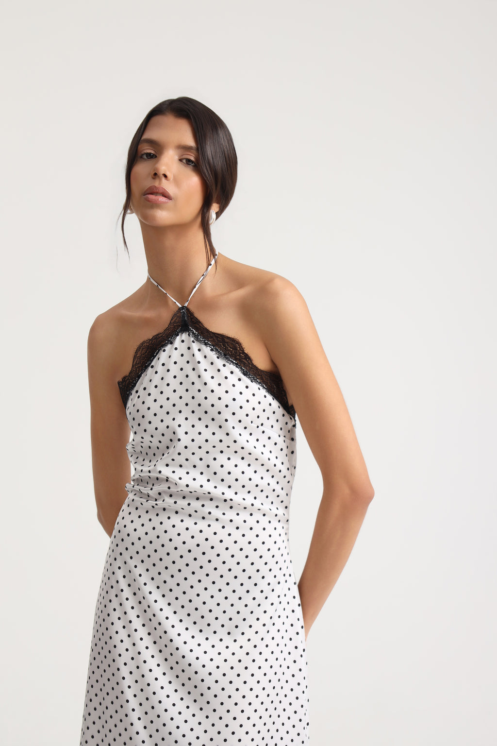 Colette Lace Trim Polka Dot Dress