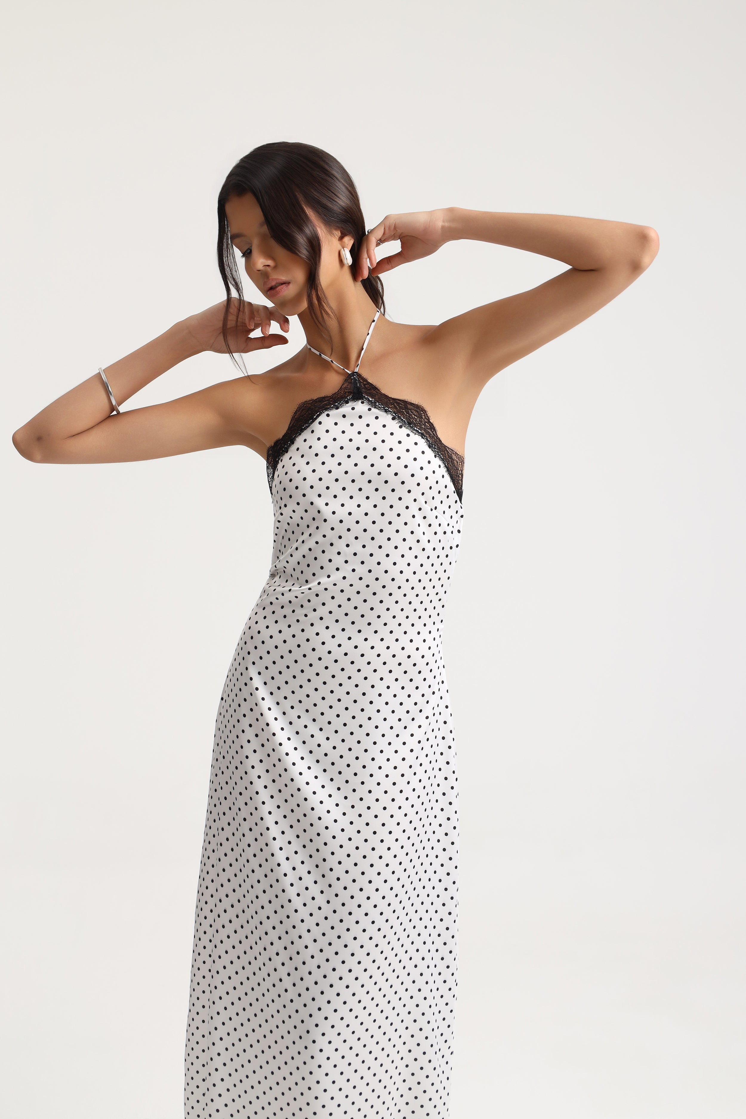Colette Lace Trim Polka Dot Dress