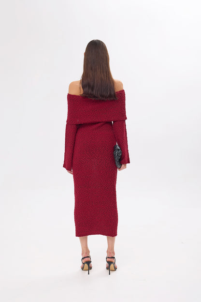 Dora Knitted Burgundy Dress