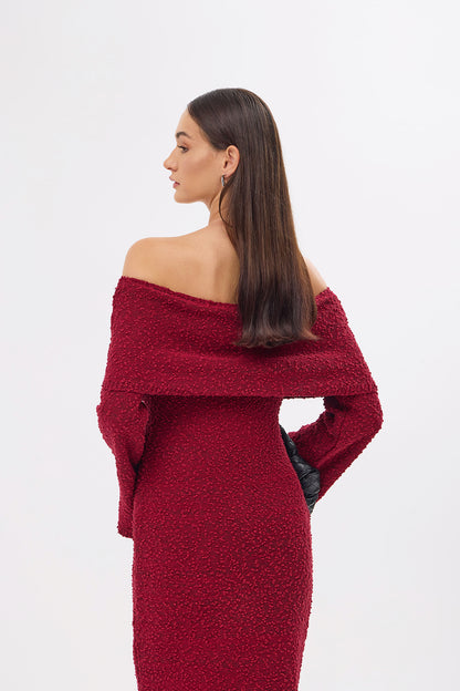 Dora Knitted Burgundy Dress