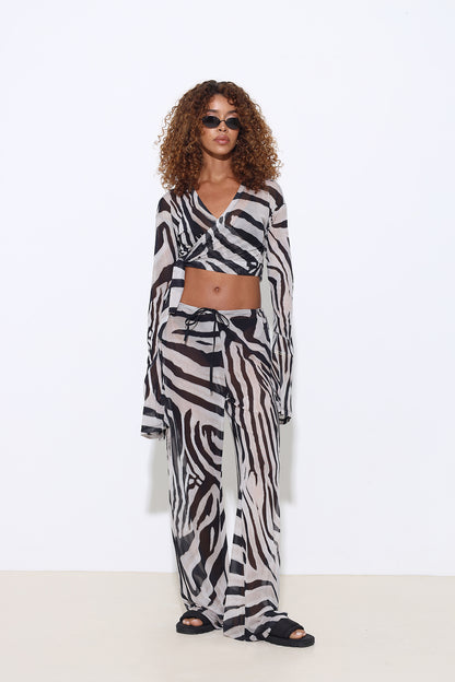 Zaluna Zebra Printed Mesh Pants