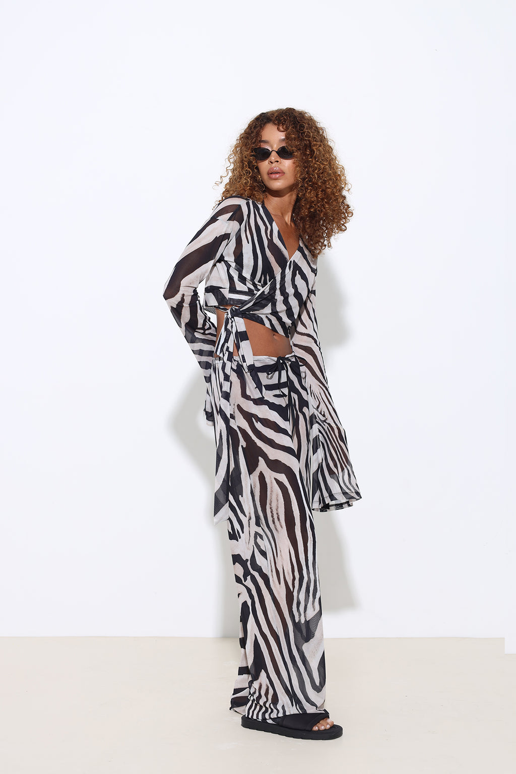 Zaluna Zebra Printed Mesh Pants
