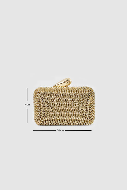 Eloura Light Gold Crystal Evening Clutch