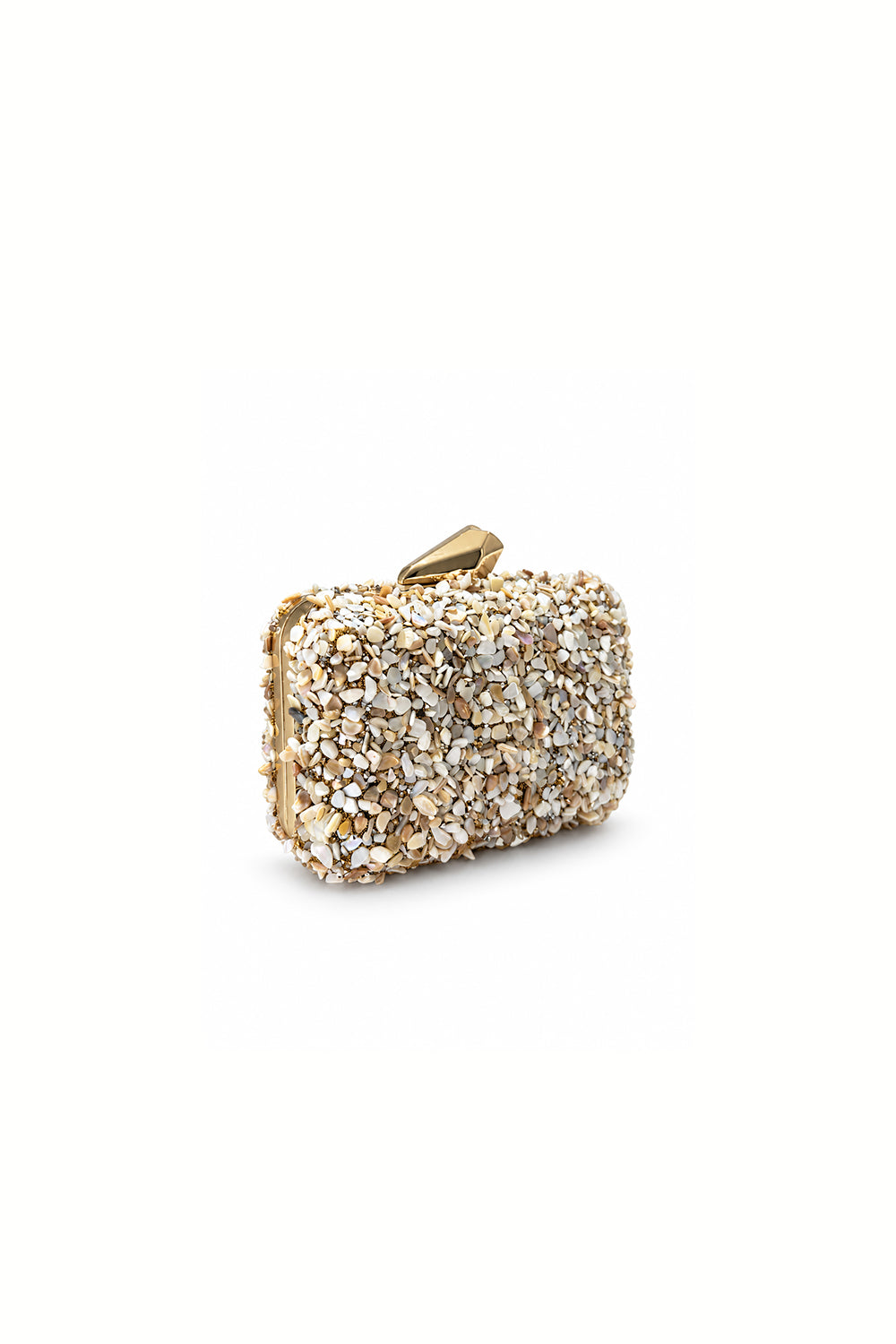 Eloura Bej Sedef İşlemeli Abiye Clutch Çanta