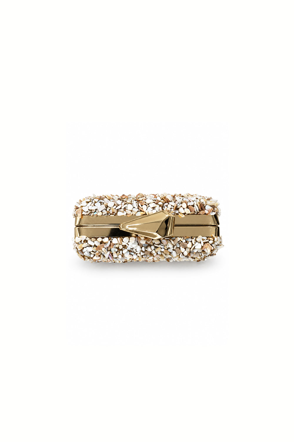 Eloura Bej Sedef İşlemeli Abiye Clutch Çanta