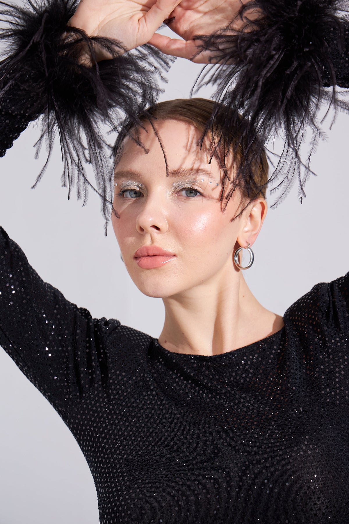Patrice Black Feathered Midi Dress