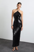 Fayelle Sequined Black Maxi Dress