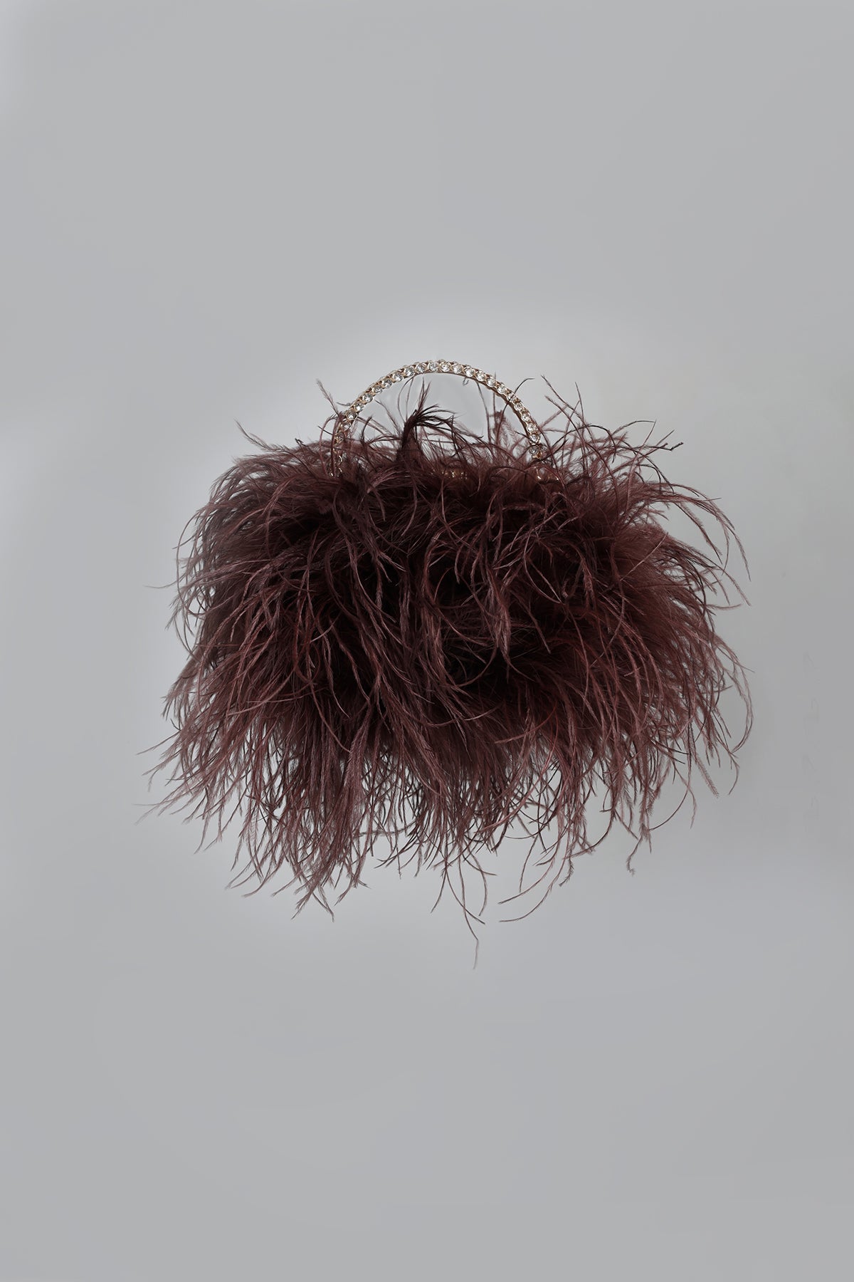 Fleur Brown Feathered Evening Clutch