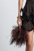 Fleur Brown Feathered Evening Clutch