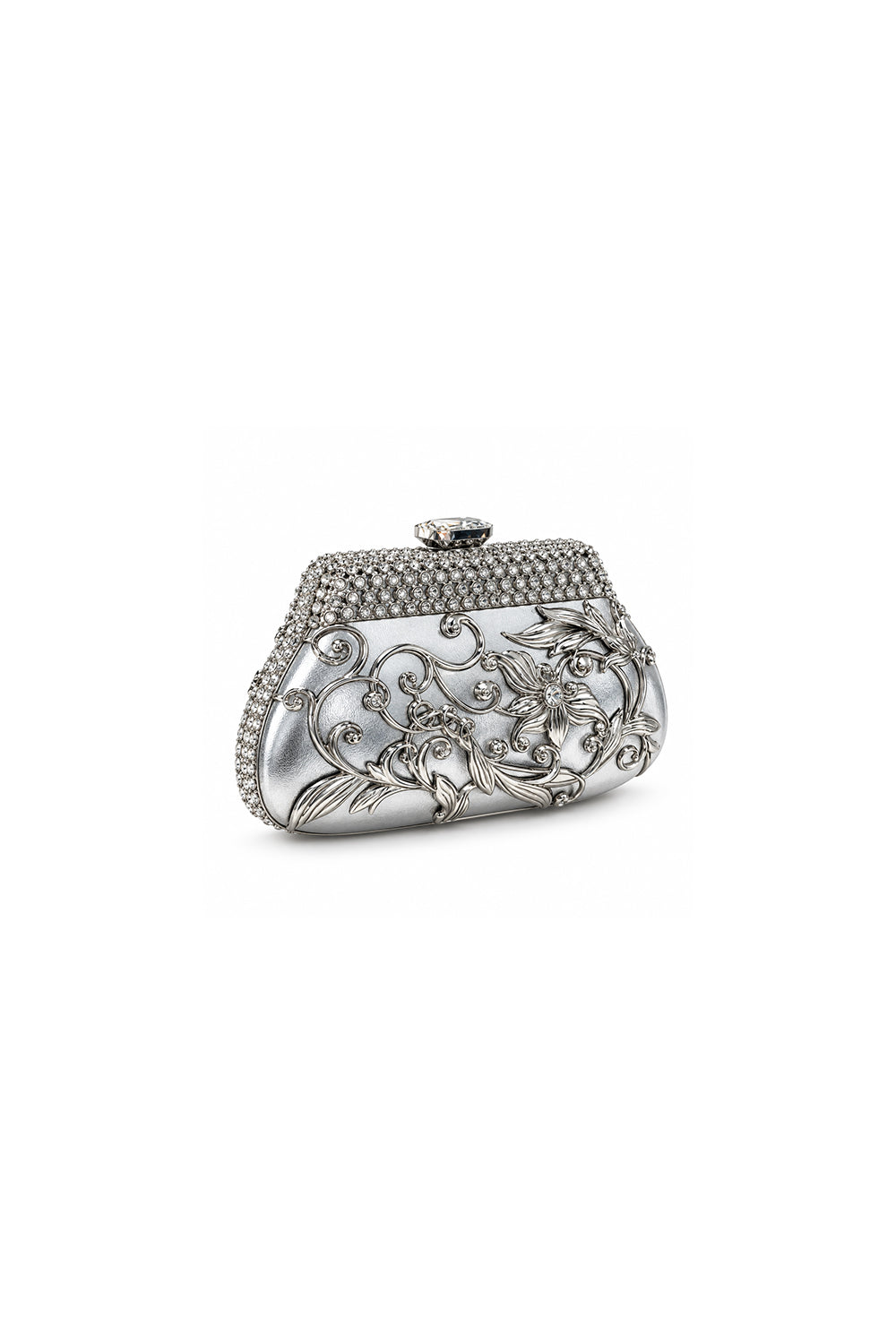 Flore Silver Floral Metal Clutch