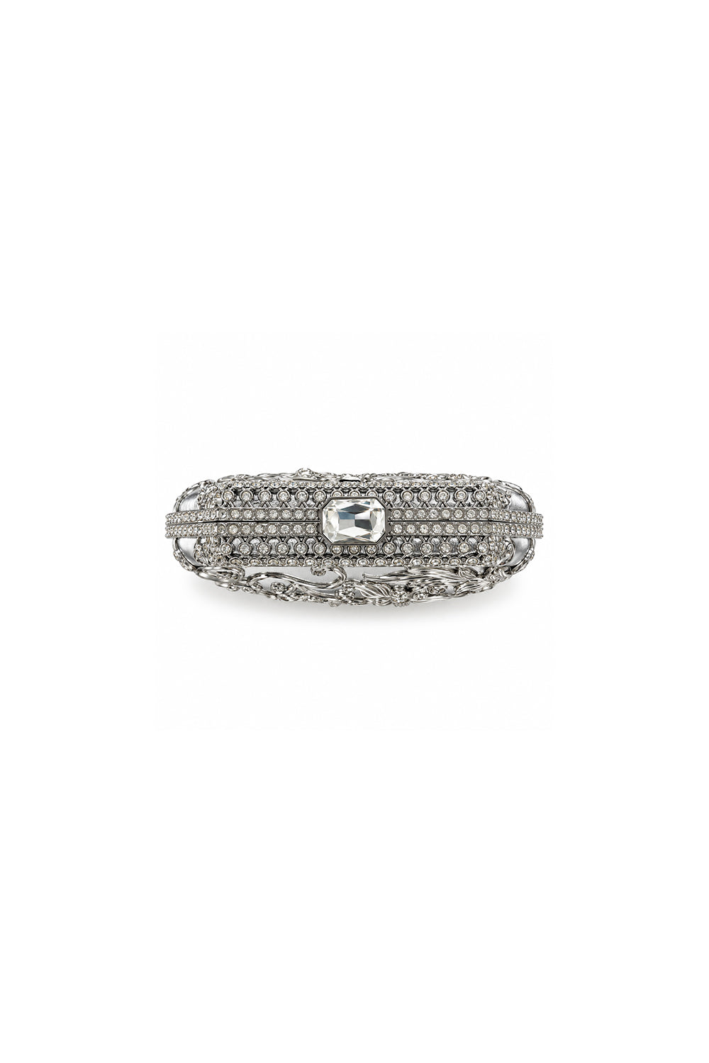 Flore Silver Floral Metal Clutch