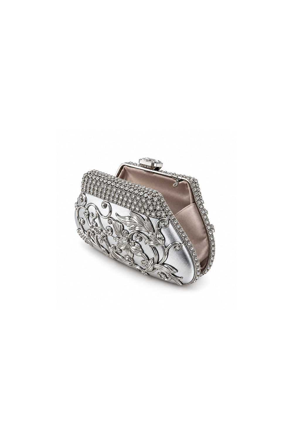 Flore Silver Floral Metal Clutch