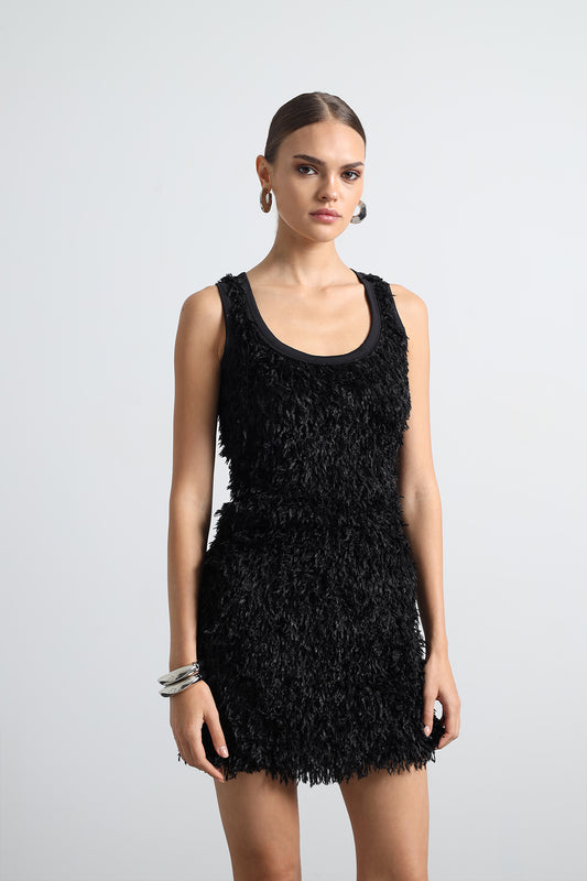 Furenne Feathered Black Tank top