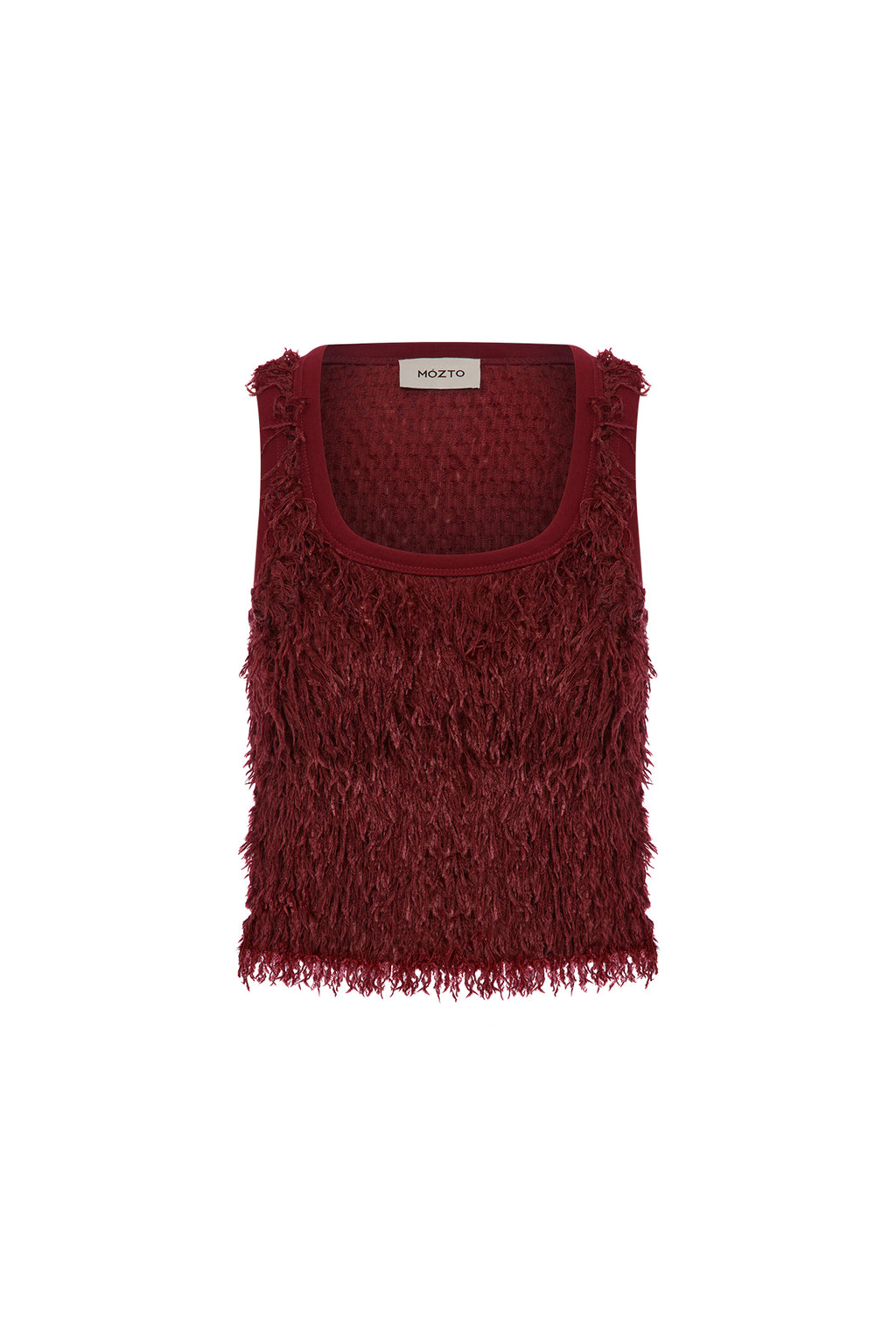 Furenne Feathered Burgundy Tank Top