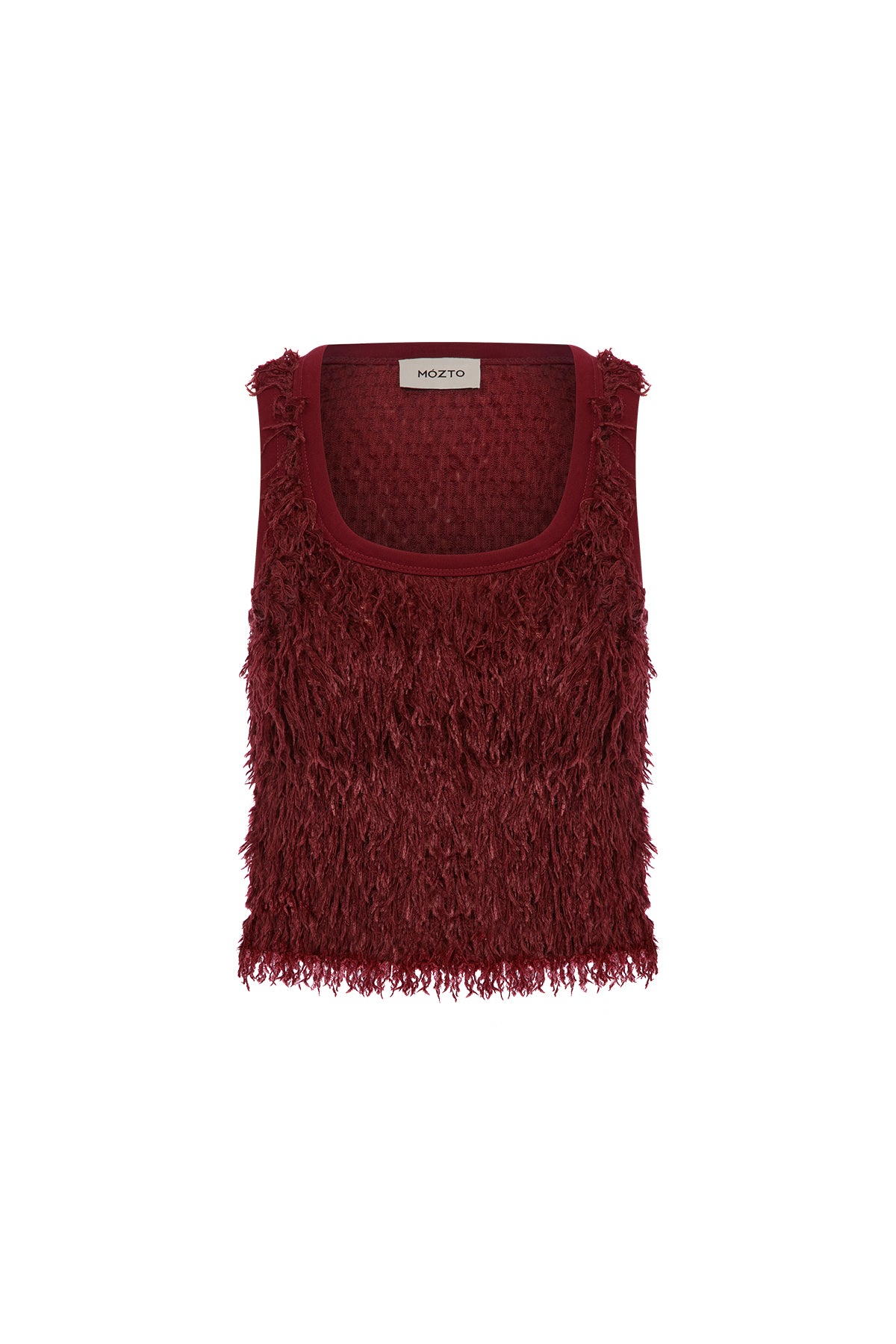 Furenne Feathered Burgundy Tank Top