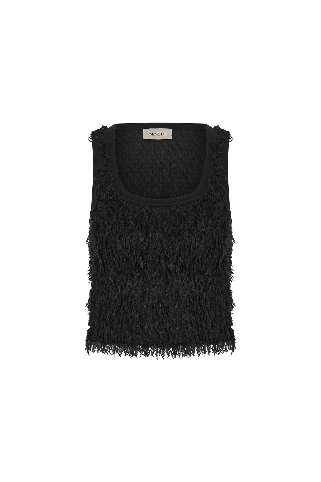 Furenne Feathered Black Tank Top