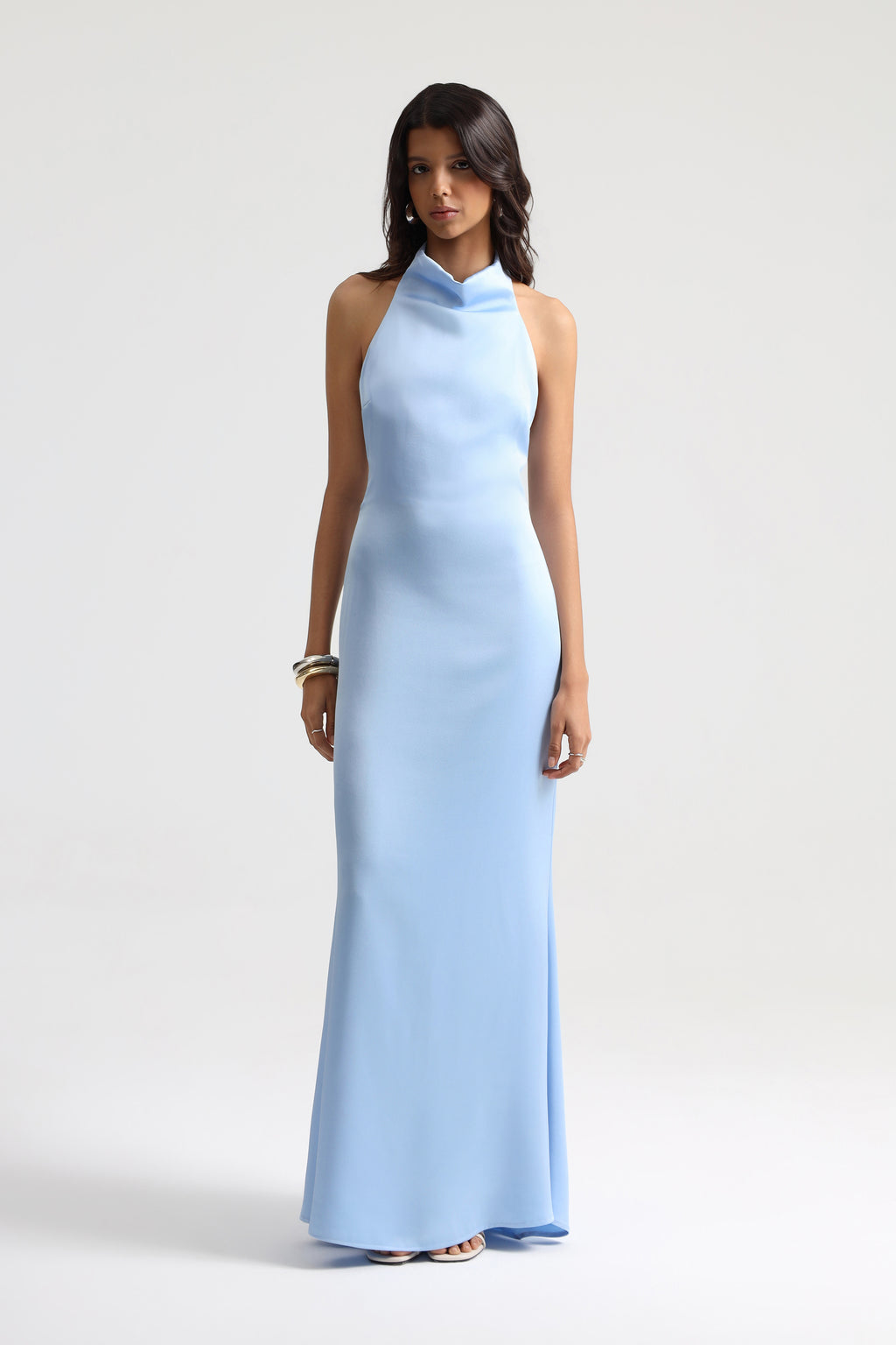 Halley Halter Yaka Baby Blue Maxi Elbise
