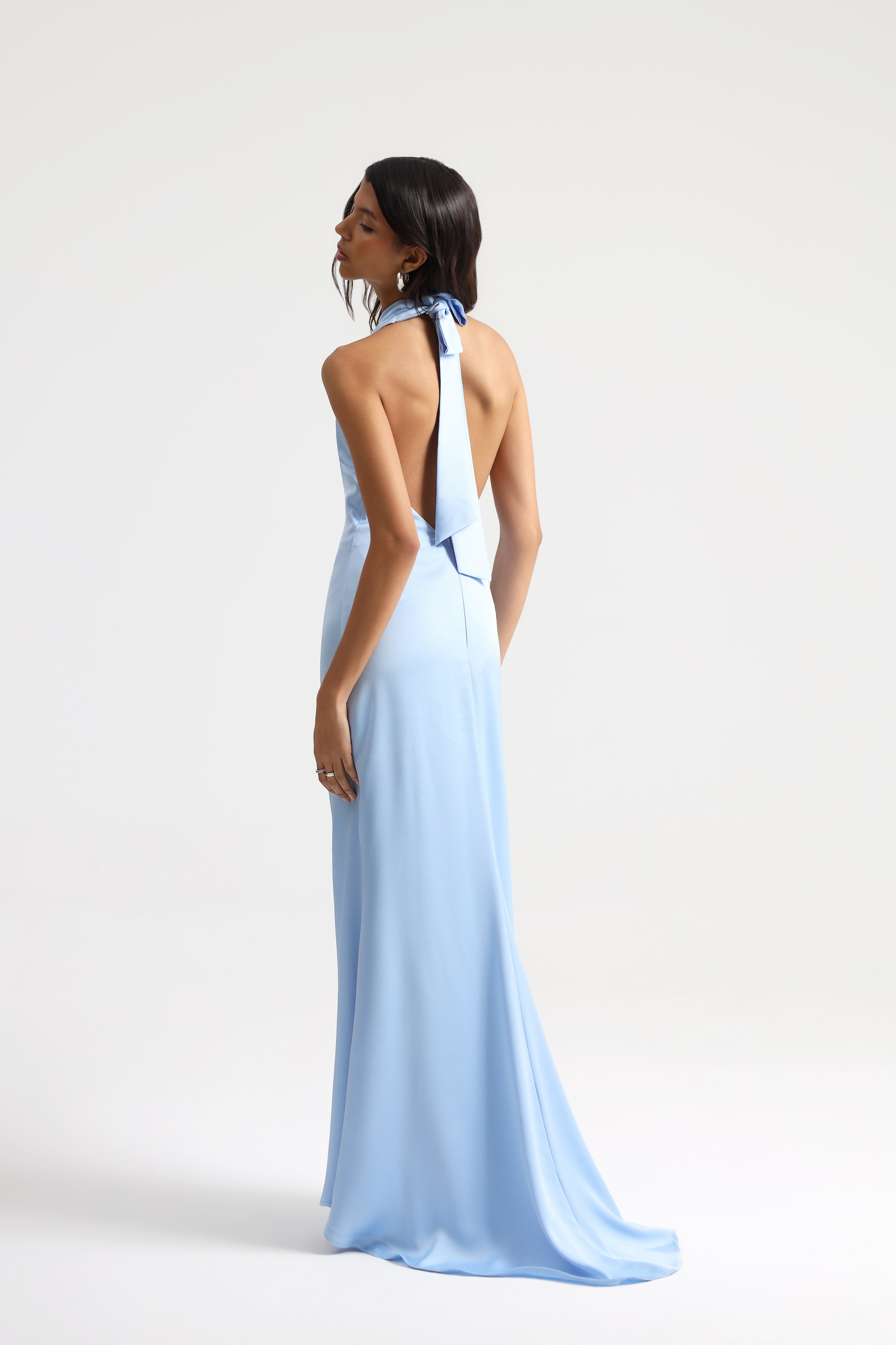 Halley Halter Neck Baby Blue Maxi Dress