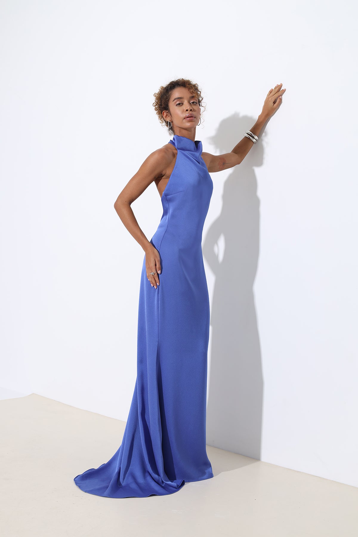 Halley Halter Neck Maxi Satin Dress