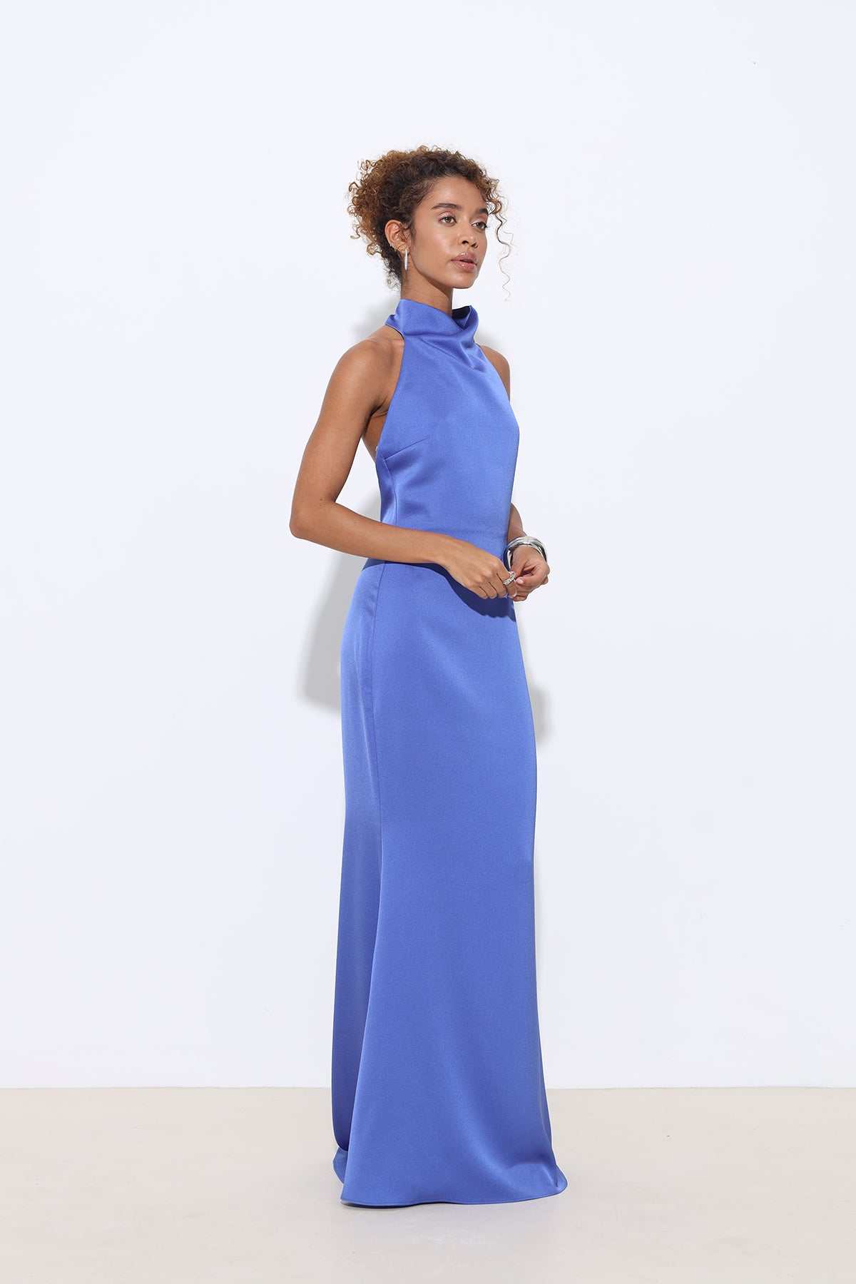 Halley Halter Neck Maxi Satin Dress