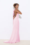 Halley Halter Yaka Soft Pink Maxi Elbise