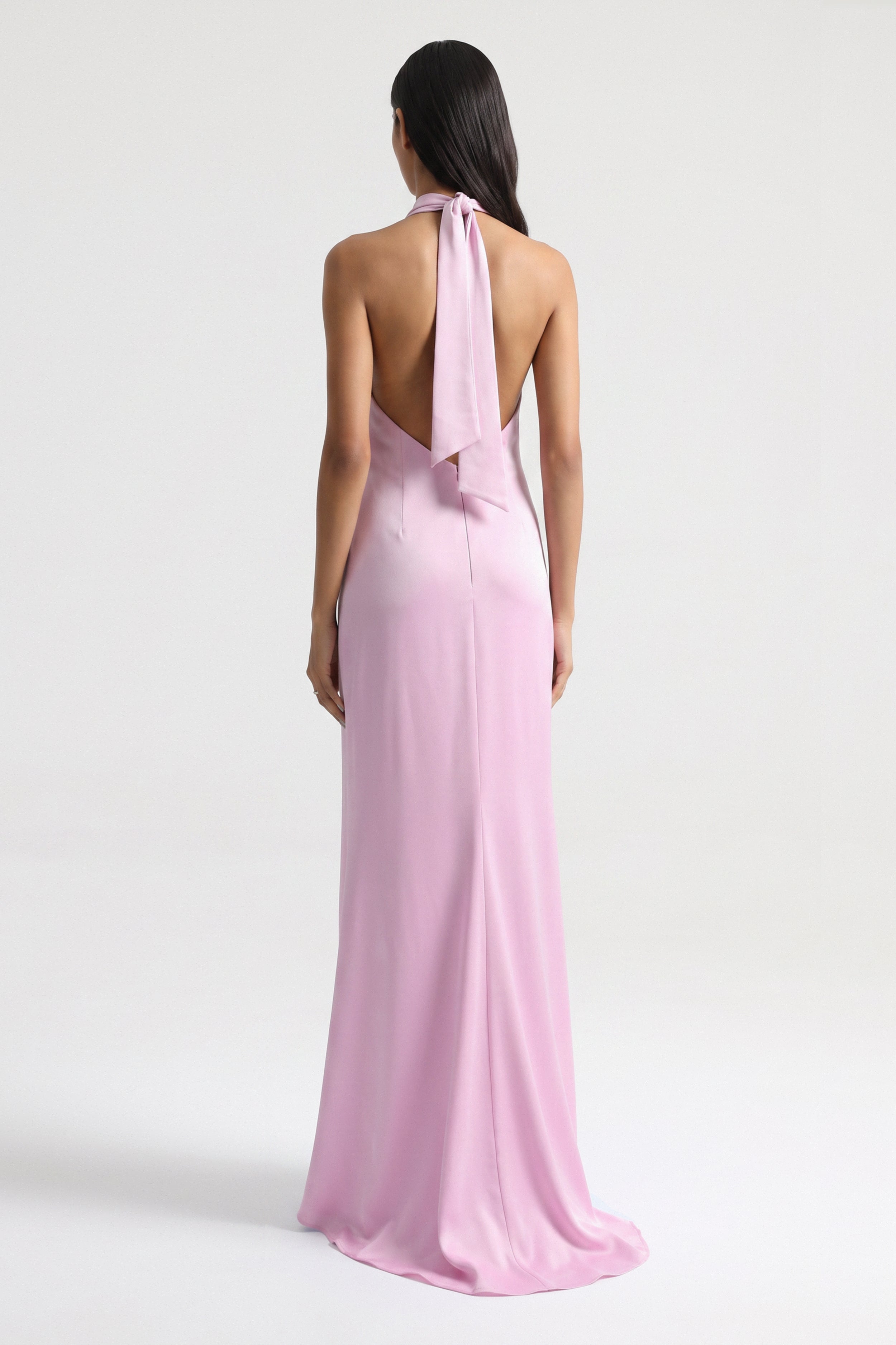 Halley Halter Neck Soft Pink Maxi Dress