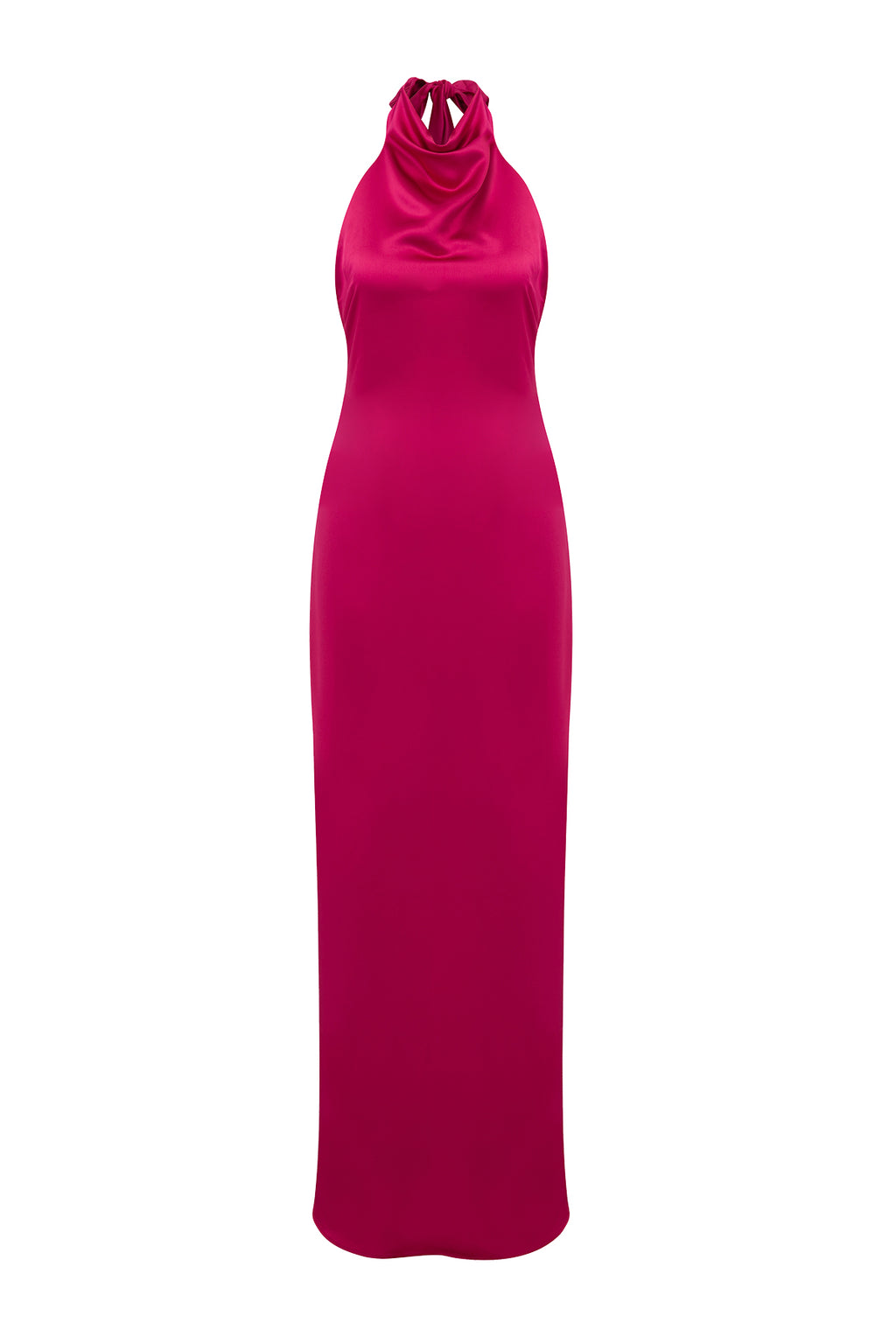 Halley Halter Neck Pink Maxi Satin Dress